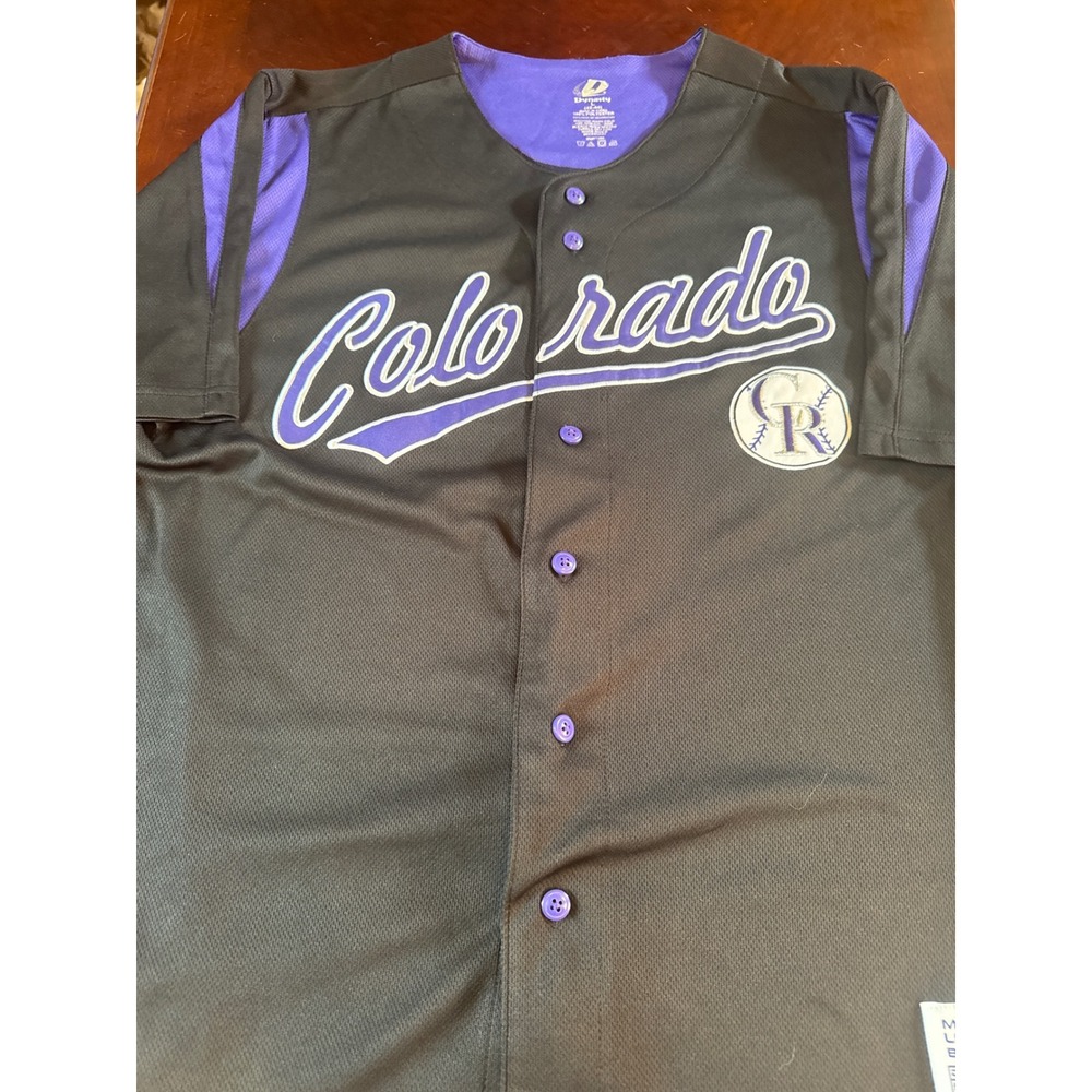 Dynasty Colorado Rockies MLB Baseball Jersey Black Purple Size L Mens Mesh Top